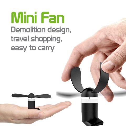 Вентилятор Mini, білий, мобільний, Lightning Прев'ю 2