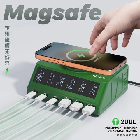 Мережевий зарядний пристрій 2UUL PC11, 110 Вт, Quick Charge, Power Delivery (PD), MagSafe, з безпровідною зарядкою, 6 портів Прев'ю 4