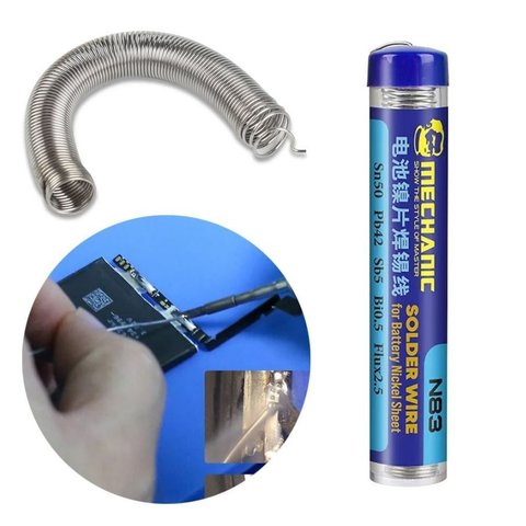 Припій Mechanic N83, 0,8 мм, 25 г, для паяння нікелевих пластин акумуляторів Прев'ю 1