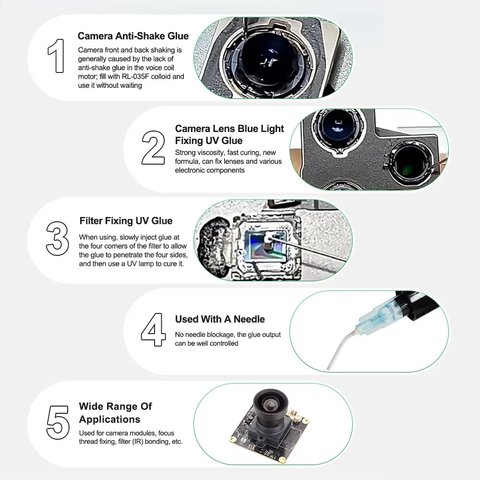 Клей RELIFE RL-035G , для ремонта камеры, 3 мл, blue light Превью 6