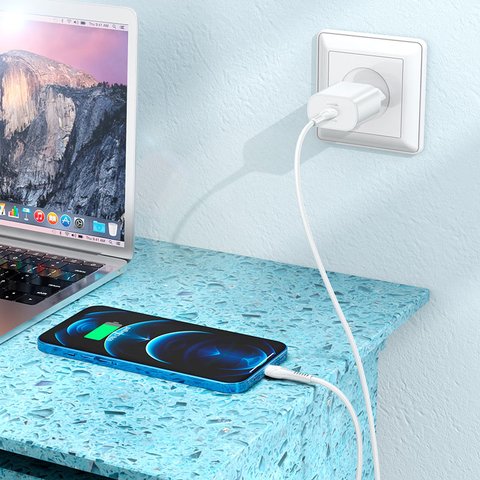 Сетевое зарядное устройство Hoco N22, 25 Вт, Power Delivery (PD), белый, c кабелем USB тип-C к Lightning для Apple, 1 порт, #6931474760074 Превью 5