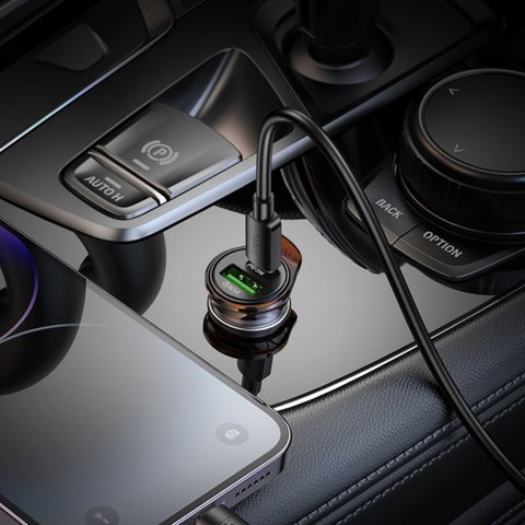 Автомобильное зарядное устройство Hoco NZ16A, черное, Power Delivery (PD), c кабелем USB тип-C к Lightning для Apple, 43 Вт, 2 порта, 12-24 B, #6942007644754 Превью 6