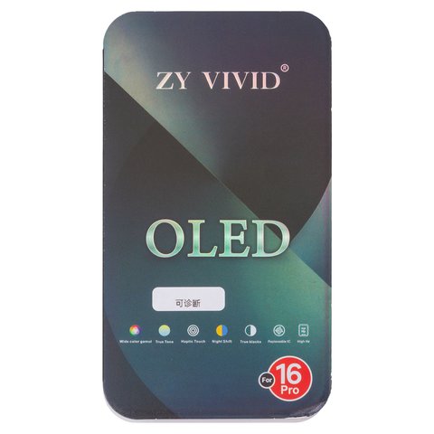 Дисплей для iPhone 16 Pro, черный, с рамкой, без ошибки, (OLED) hard diagnosable, ZY-OLED Превью 1