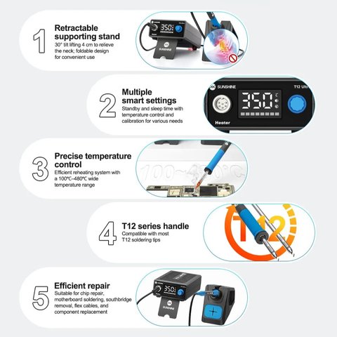 Паяльная станция Sunshine T12 Ultra, цифровая, 75 Вт Превью 6