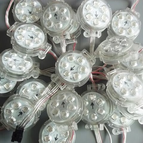 Комплект круглых LED-модулей (UCS1903, 6 светодиодов SMD5050, 40 мм, IP67, 20 шт.) Превью 1