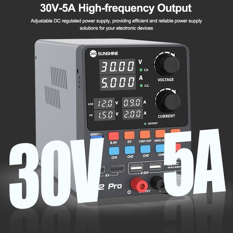 Лабораторний блок живлення Sunshine P2 Pro, Чотириканальний, трансформаторний, до 30 В, до 5 А, світлодіодні індикатори, 330 Вт Прев'ю 3