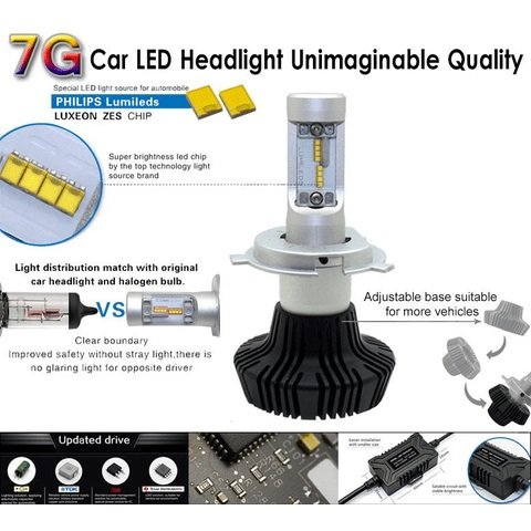 Juego de luces LED principales para coche UP-7HL-9007W-4000Lm (9007, 4000 lm, luz blanca fría) Vista previa  2